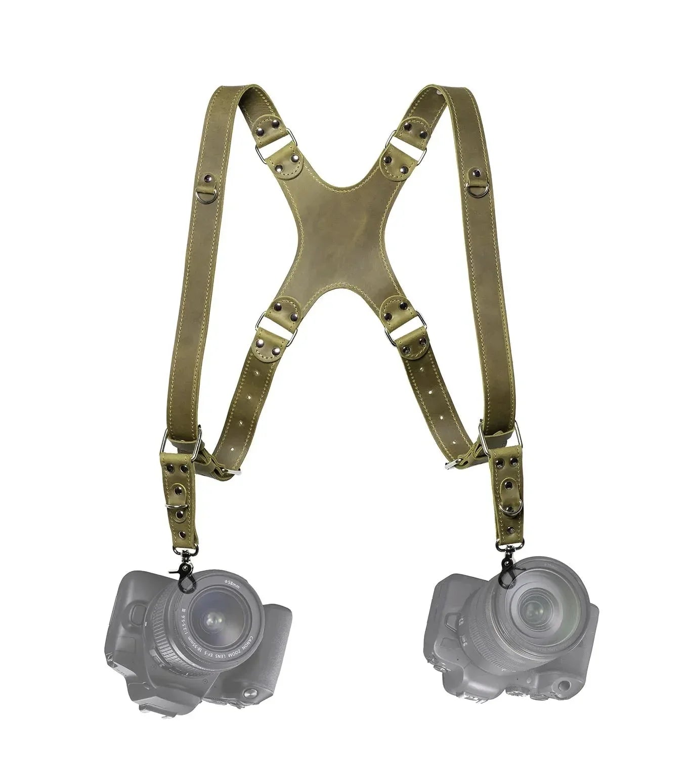 Dual Camera Harness – Matte Leather with Custom Logo Option