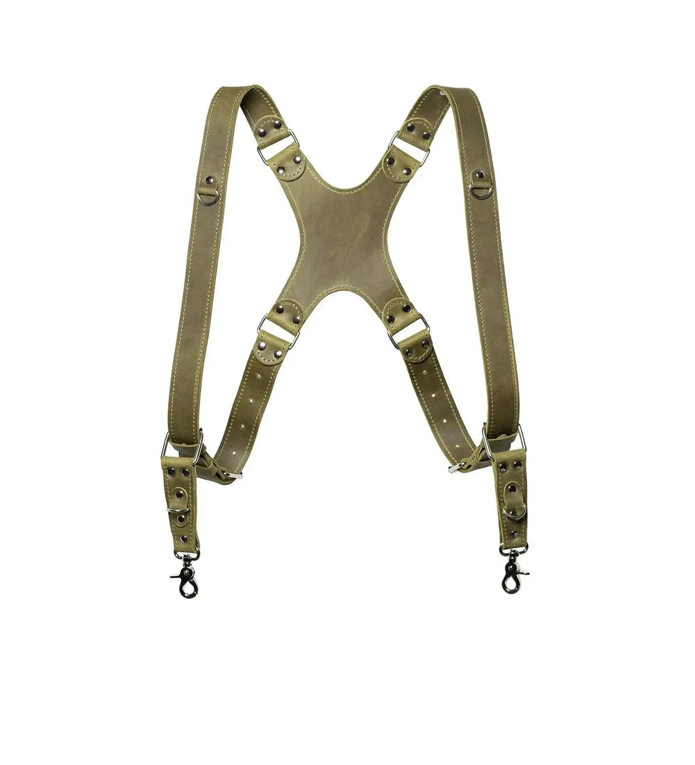 Dual Camera Harness – Matte Leather with Custom Logo Option