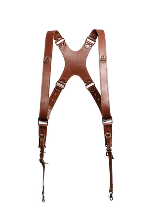 Smooth Leather Dual Camera Harness – Adjustable & Secure Fit