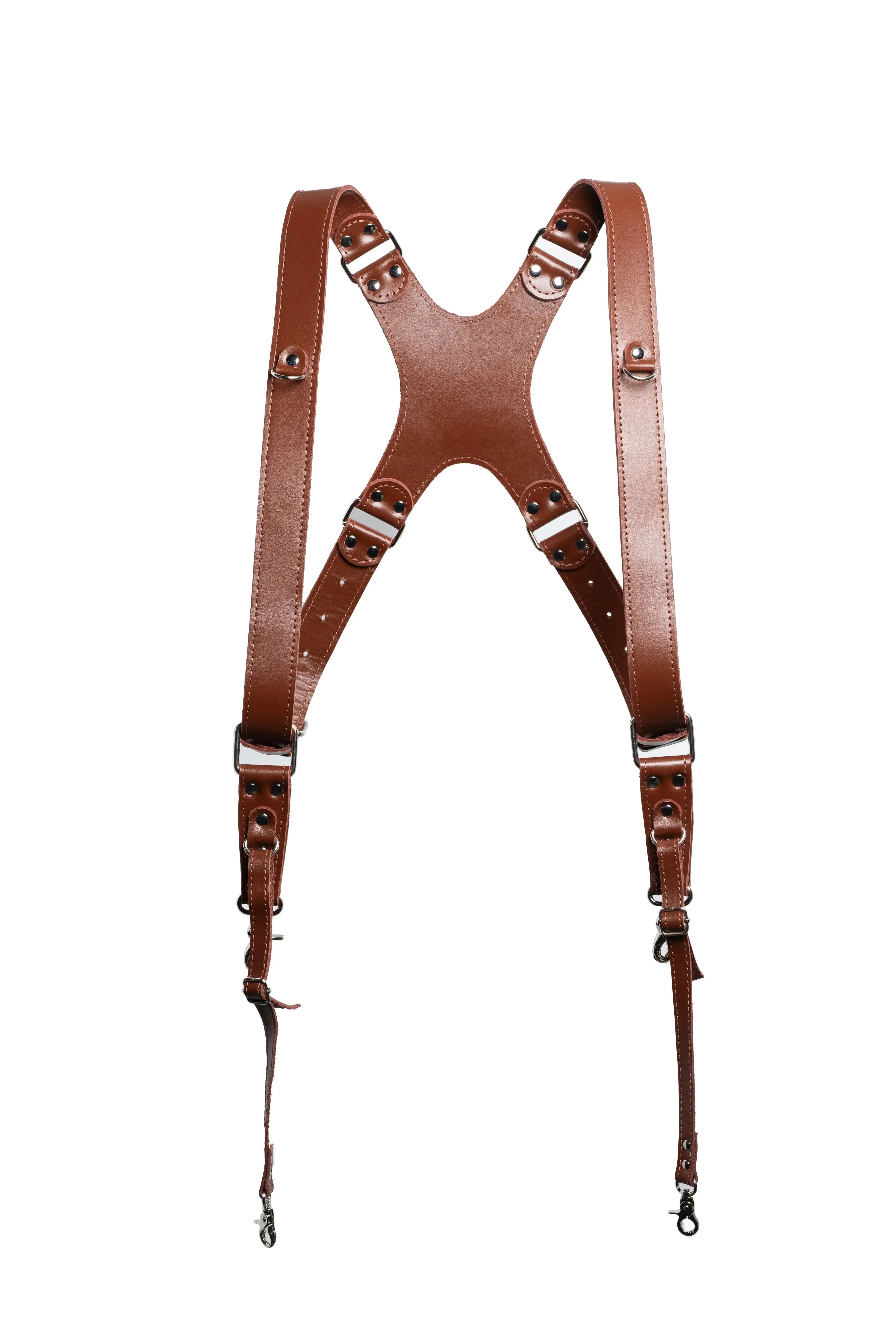 Smooth Leather Dual Camera Harness – Adjustable & Secure Fit