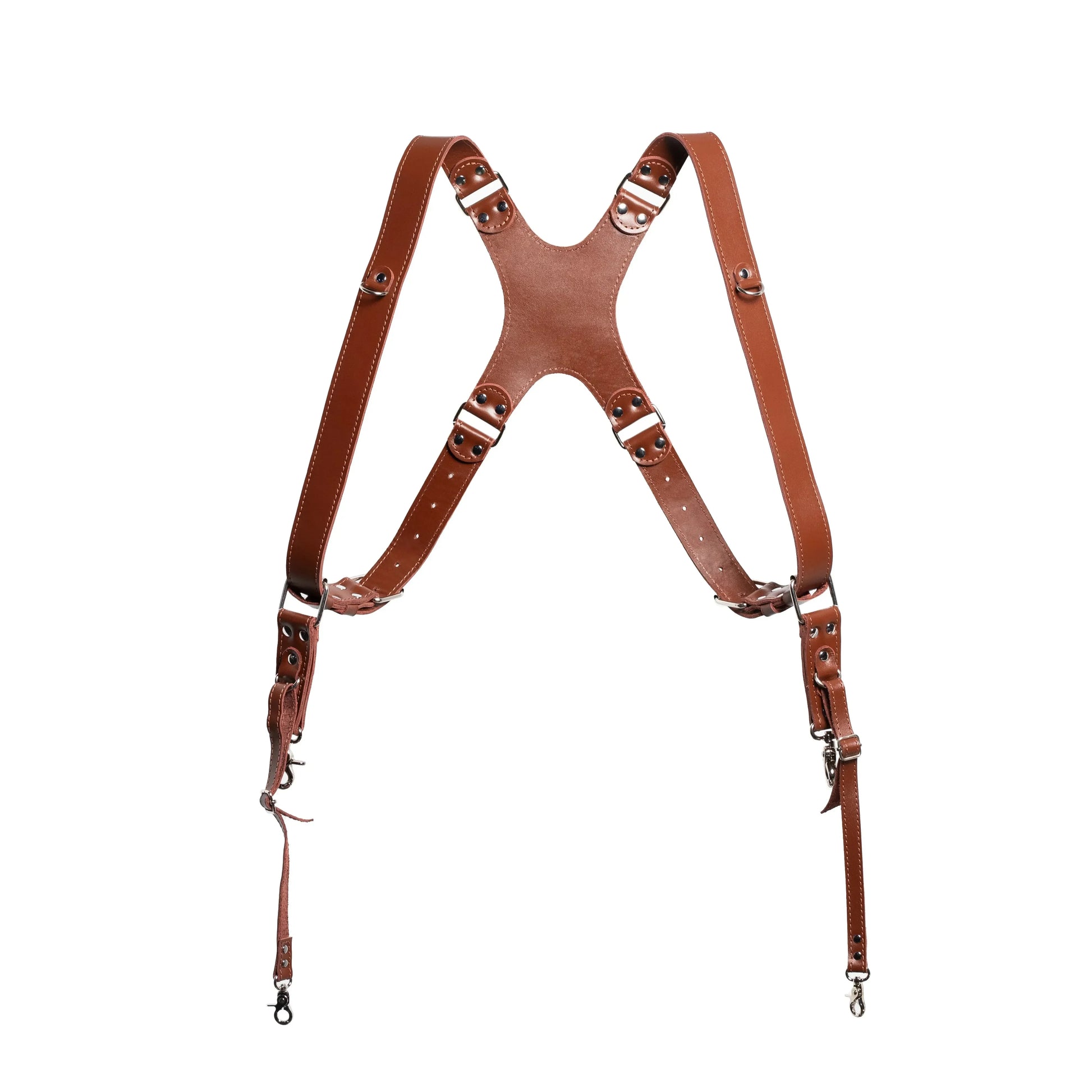 Smooth Leather Dual Camera Harness – Adjustable & Secure Fit