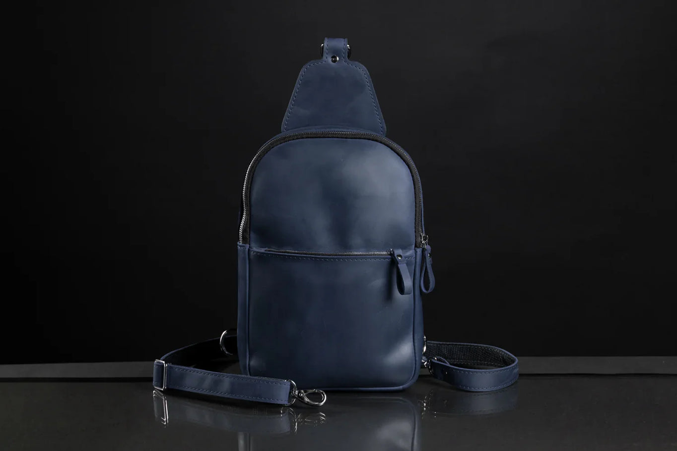 Matte Waxed Leather Sling Bag – Slim Crossbody & Semi-Backpack