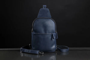 Matte Waxed Leather Sling Bag – Slim Crossbody & Semi-Backpack