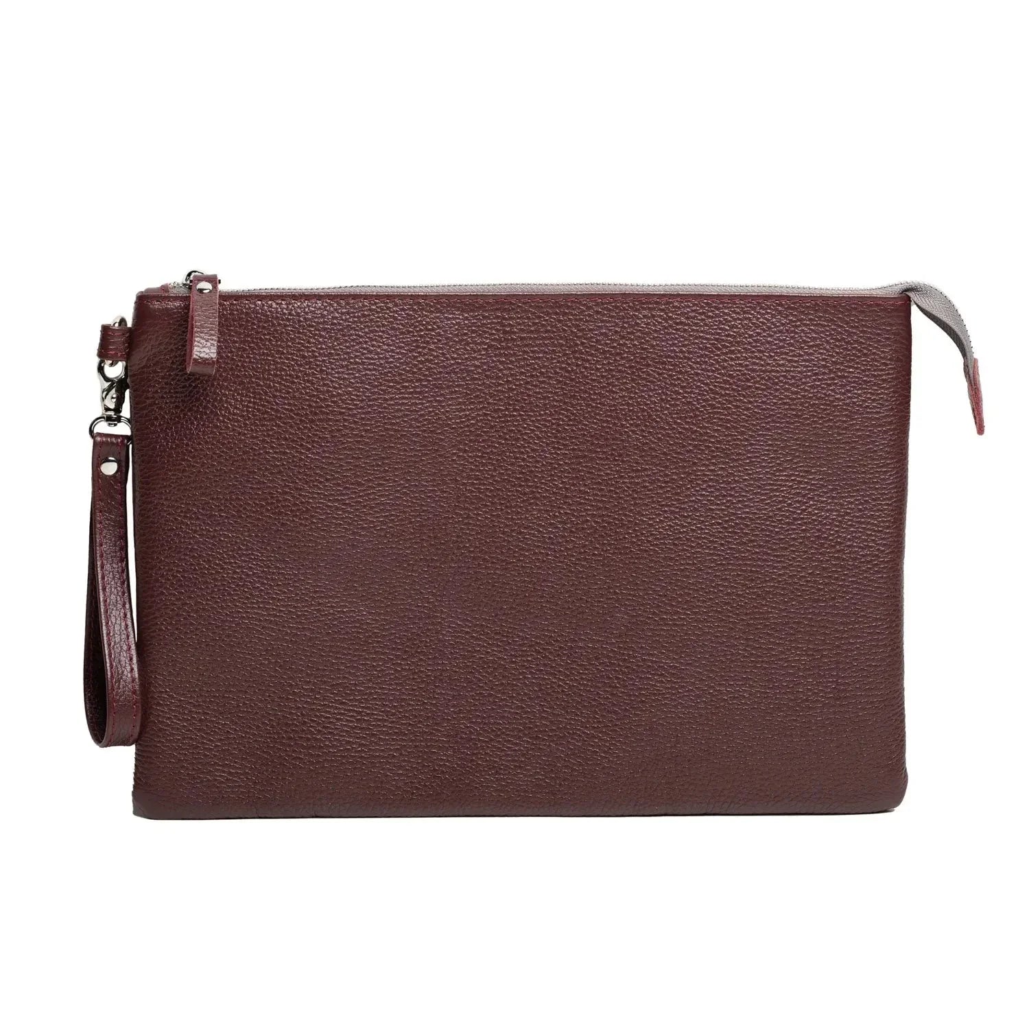 Grainy Leather Clutch with Zipper – 3 Sizes