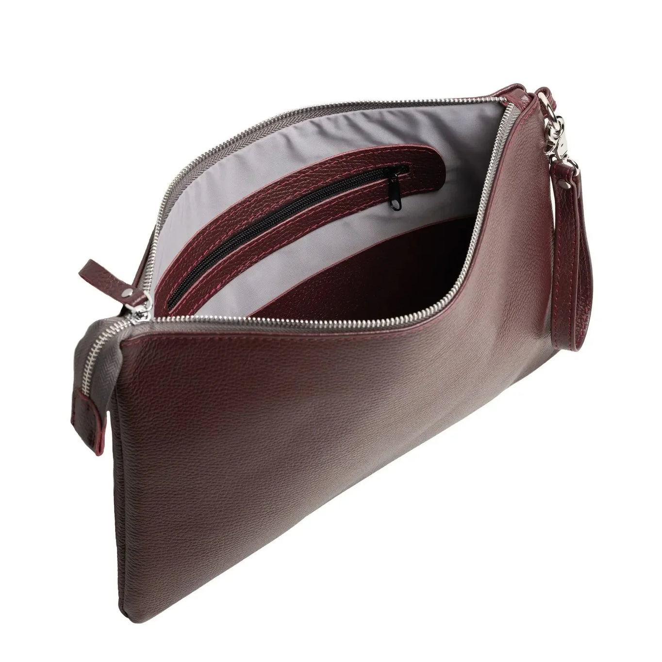 Grainy Leather Clutch with Zipper – 3 Sizes