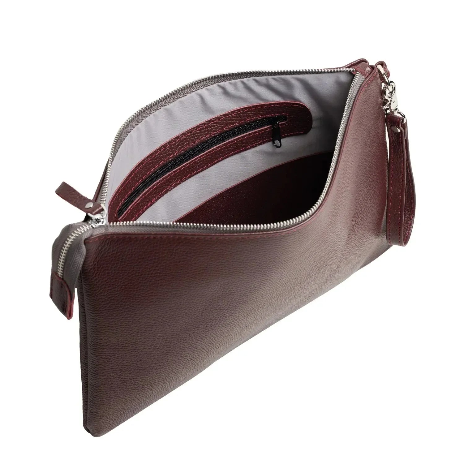 Grainy Leather Clutch with Zipper – 3 Sizes