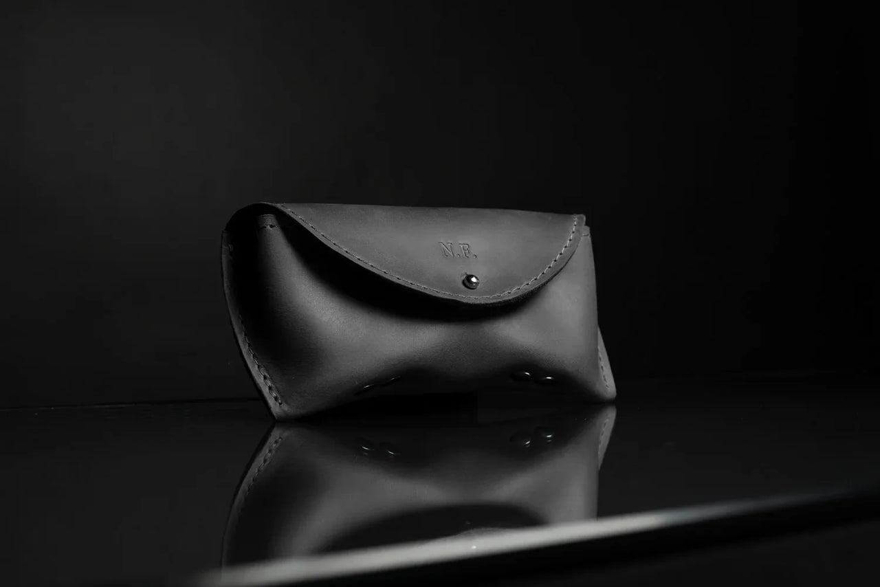 Handmade Waxed Matte Leather Case for Sunglasses