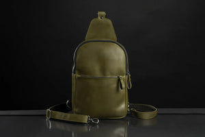 Matte Waxed Leather Sling Bag – Slim Crossbody & Semi-Backpack