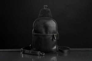 Matte Waxed Leather Sling Bag – Slim Crossbody & Semi-Backpack