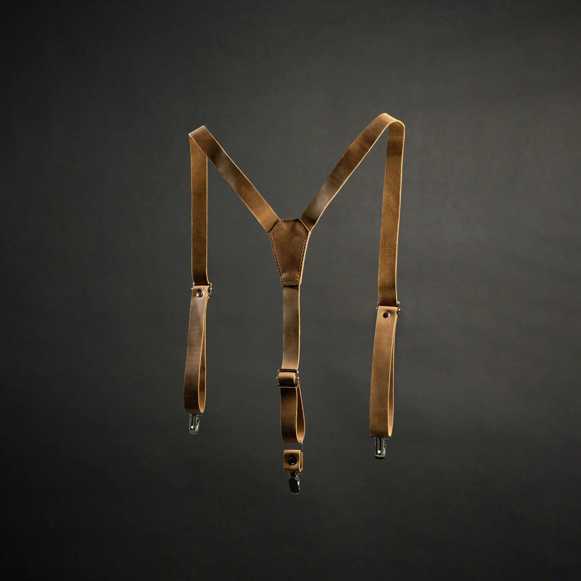 Y-Back Matte Leather Suspenders for Men – Rustic Style