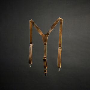 Y-Back Matte Leather Suspenders for Men – Rustic Style
