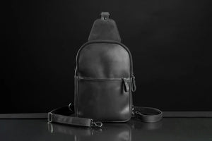 Matte Waxed Leather Sling Bag – Slim Crossbody & Semi-Backpack
