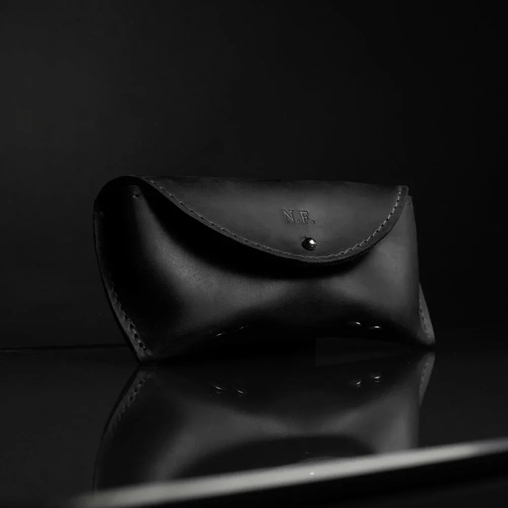 Handmade Waxed Matte Leather Case for Sunglasses