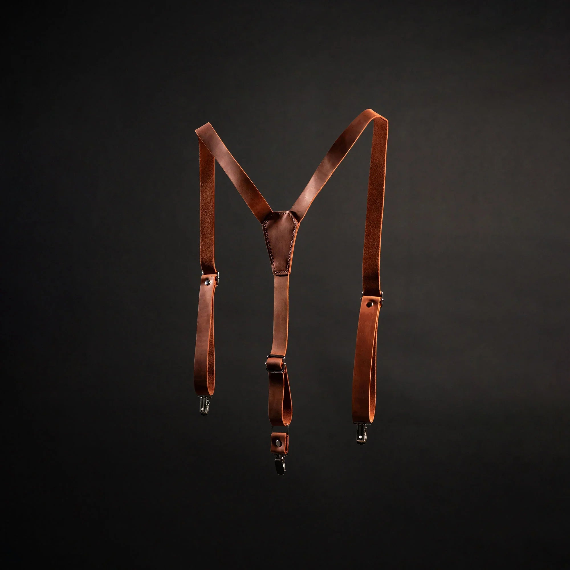 Y-Back Matte Leather Suspenders for Men – Rustic Style