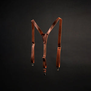 Y-Back Matte Leather Suspenders for Men – Rustic Style