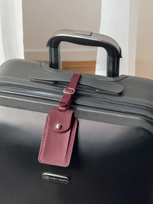 Matte Leather Luggage Tag with Pocket Travel Accessory