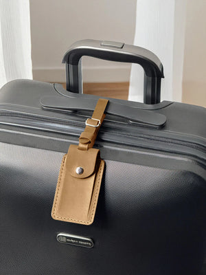 Matte Leather Luggage Tag with Pocket Travel Accessory