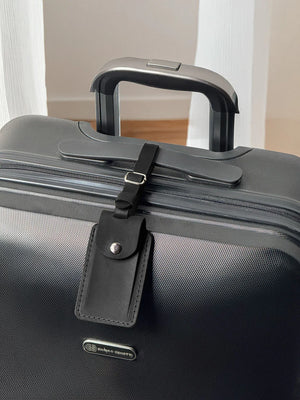 Matte Leather Luggage Tag with Pocket Travel Accessory