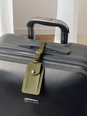Matte Leather Luggage Tag with Pocket Travel Accessory