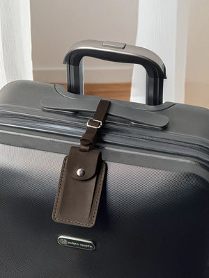 Matte Leather Luggage Tag with Pocket Travel Accessory