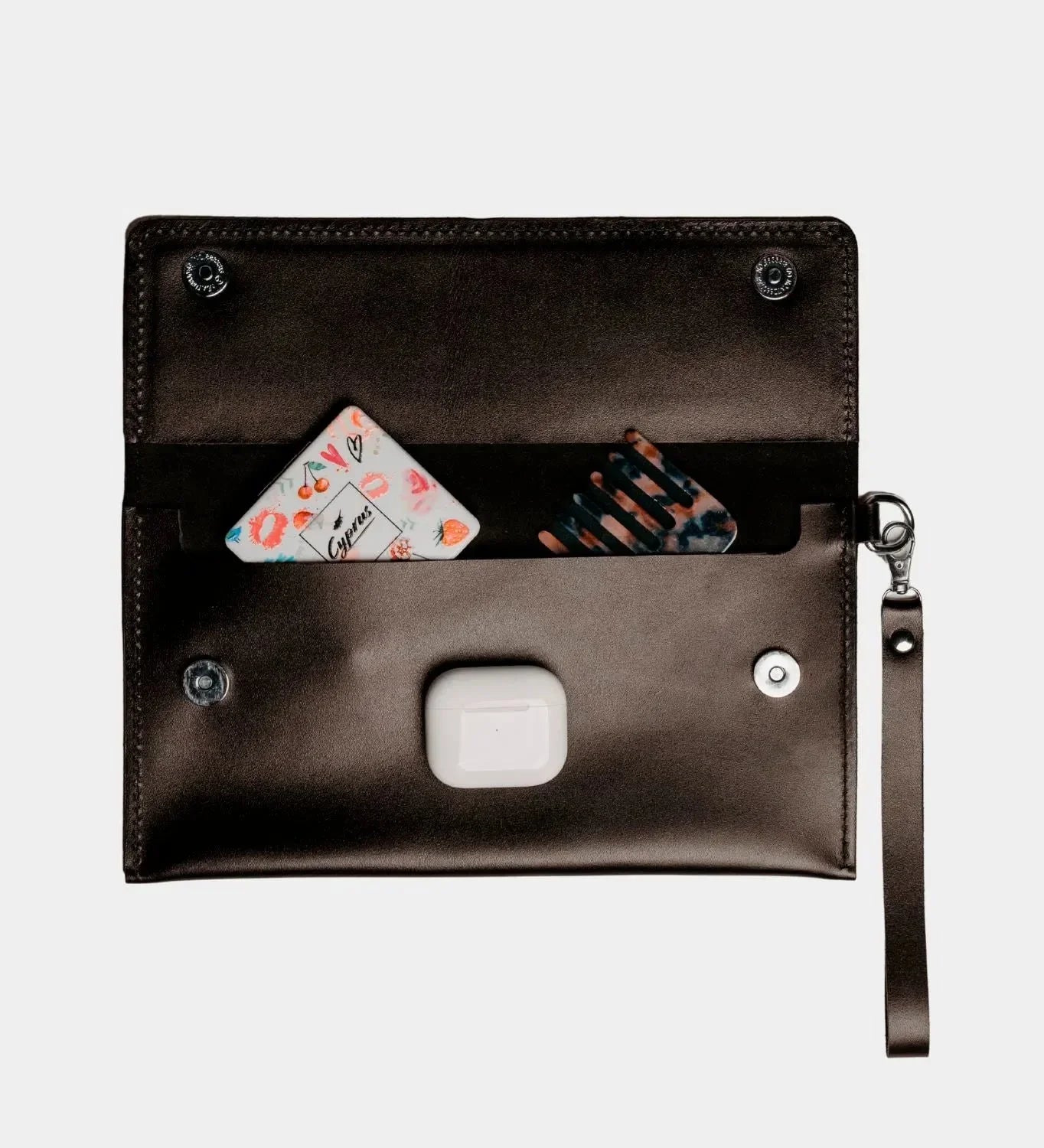 Double-Sided Leather Clutch with Handle