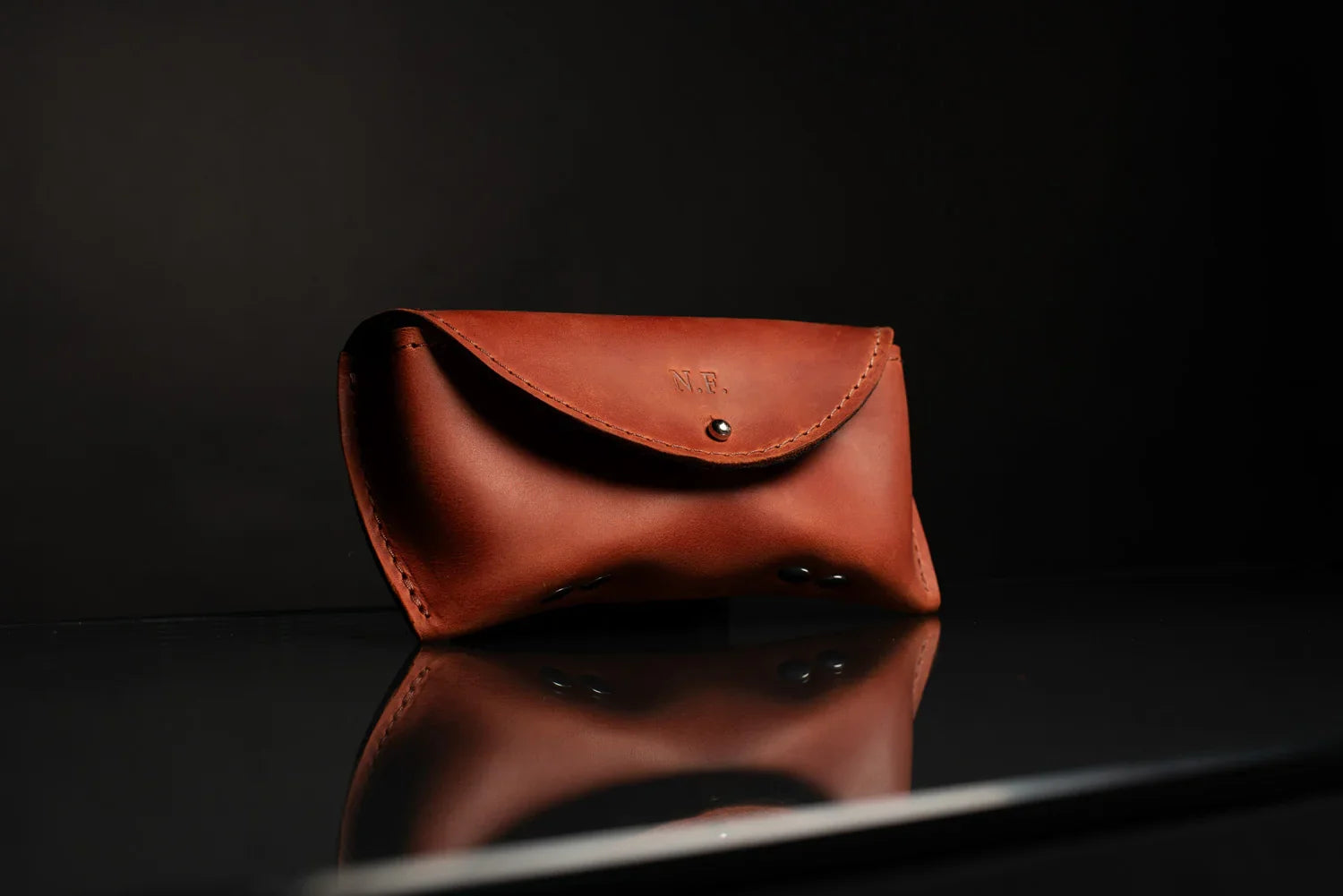 Handmade Waxed Matte Leather Case for Sunglasses