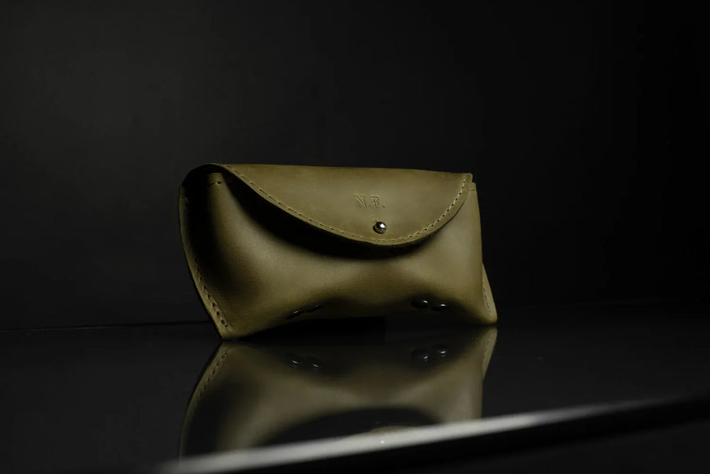 Handmade Waxed Matte Leather Case for Sunglasses