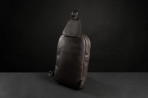 Matte Waxed Leather Sling Bag – Slim Crossbody & Semi-Backpack