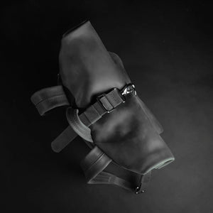 Matte Leather Roll Top Backpack