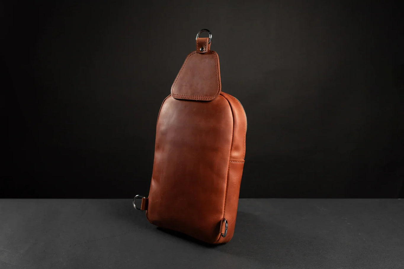 Matte Waxed Leather Sling Bag – Slim Crossbody & Semi-Backpack
