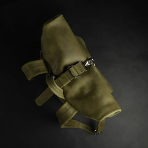 Matte Leather Roll Top Backpack