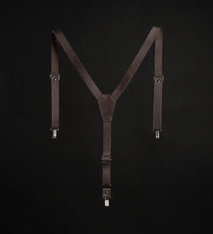 Y-Back Matte Leather Suspenders for Men – Rustic Style