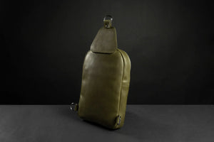 Matte Waxed Leather Sling Bag – Slim Crossbody & Semi-Backpack