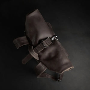 Matte Leather Roll Top Backpack