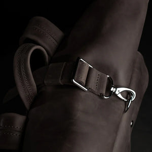 Matte Leather Roll Top Backpack