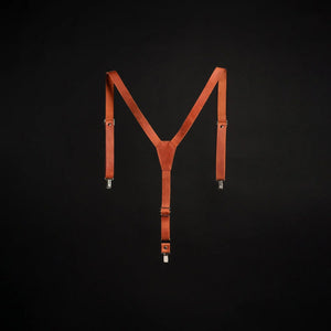 Y-Back Matte Leather Suspenders for Men – Rustic Style