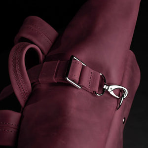 Matte Leather Roll Top Backpack