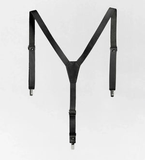 Y-Back Matte Leather Suspenders for Men – Rustic Style
