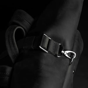 Matte Leather Roll Top Backpack