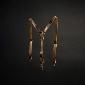 Y-Back Matte Leather Suspenders for Men – Rustic Style