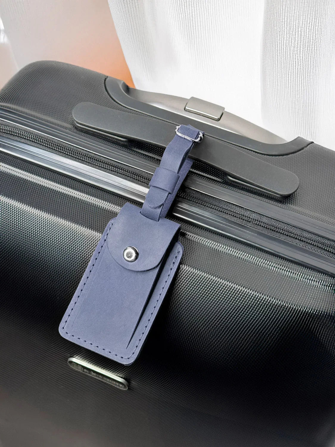 Matte Leather Luggage Tag with Pocket Travel Accessory