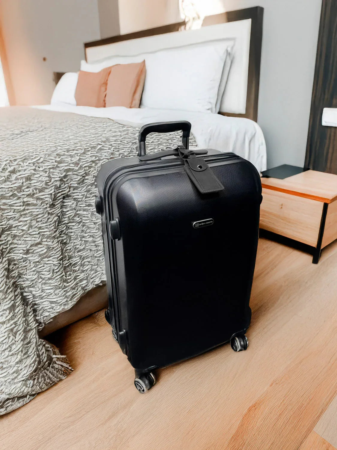 Matte Leather Luggage Tag with Pocket Travel Accessory
