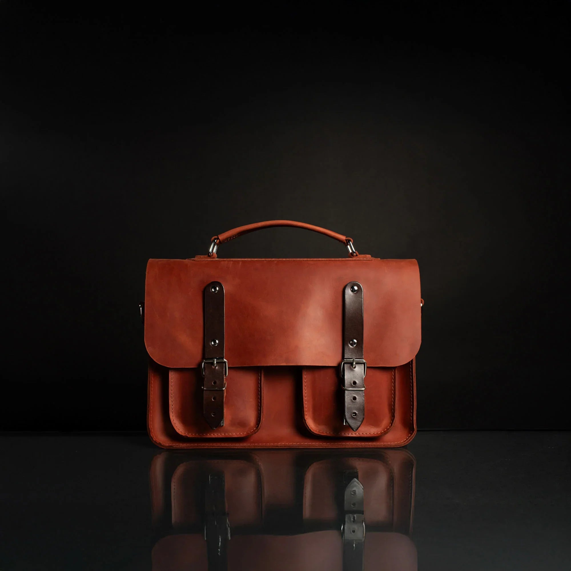 Waxed Matte Leather Satchel Bag | Barrister