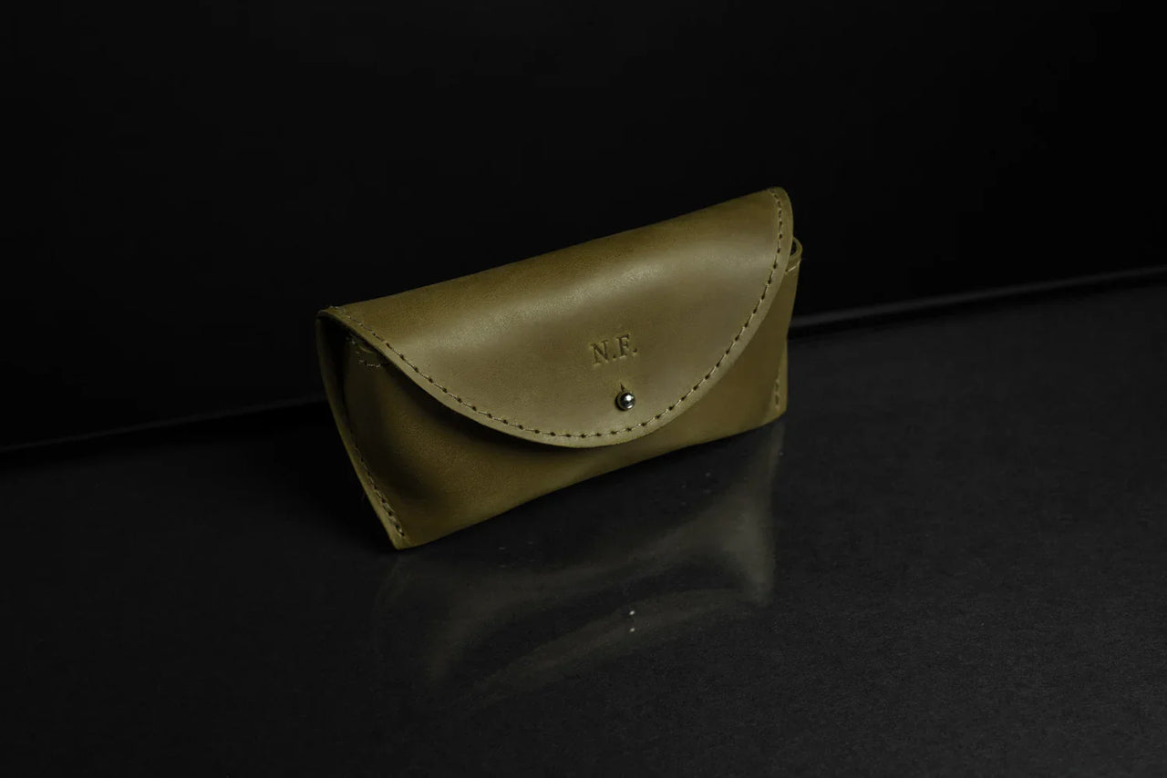 Handmade Waxed Matte Leather Case for Sunglasses