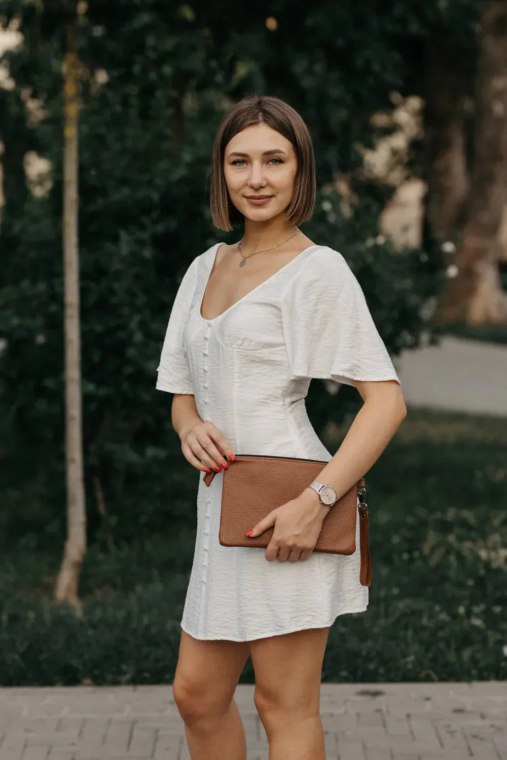 Grainy Leather Clutch with Zipper – 3 Sizes