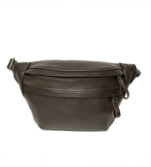 Grainy Leather Waist Bag with Zipper | B-Bag