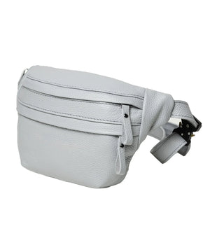 Grainy Leather Waist Bag with Zipper | B-Bag