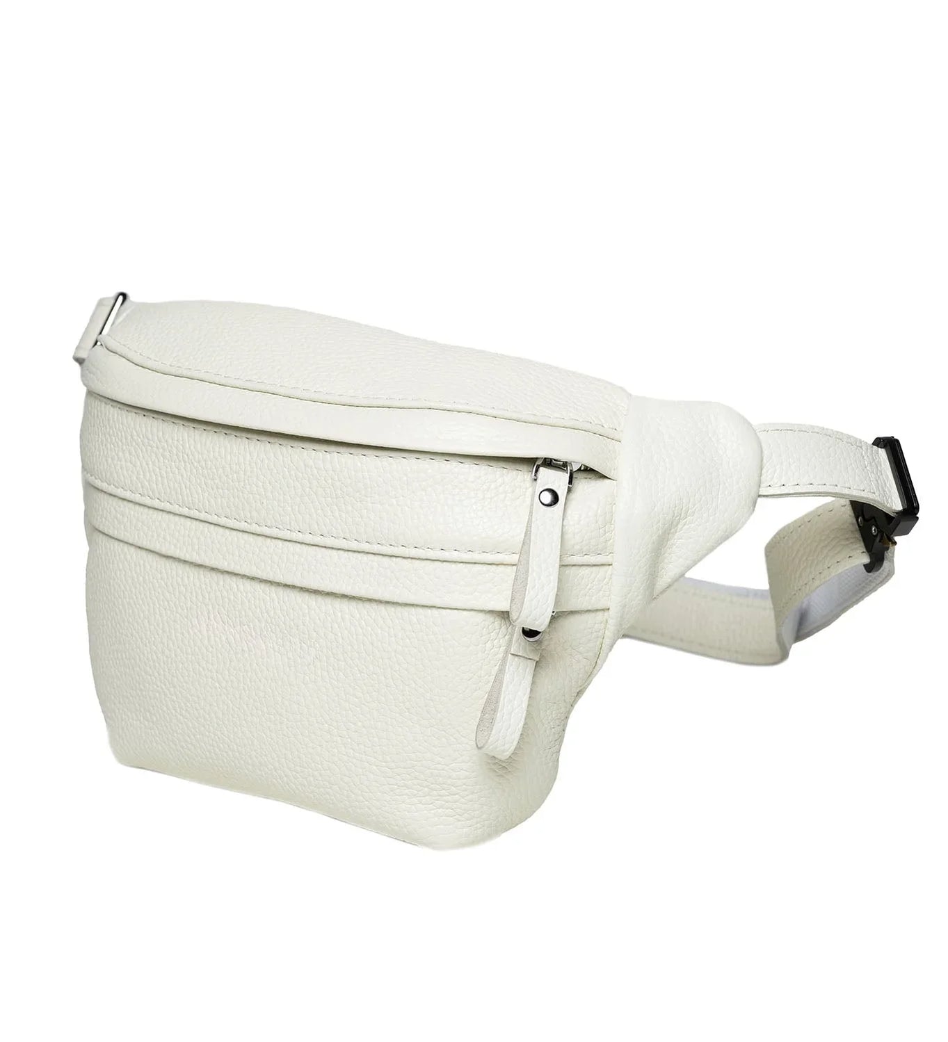 Grainy Leather Waist Bag with Zipper | B-Bag
