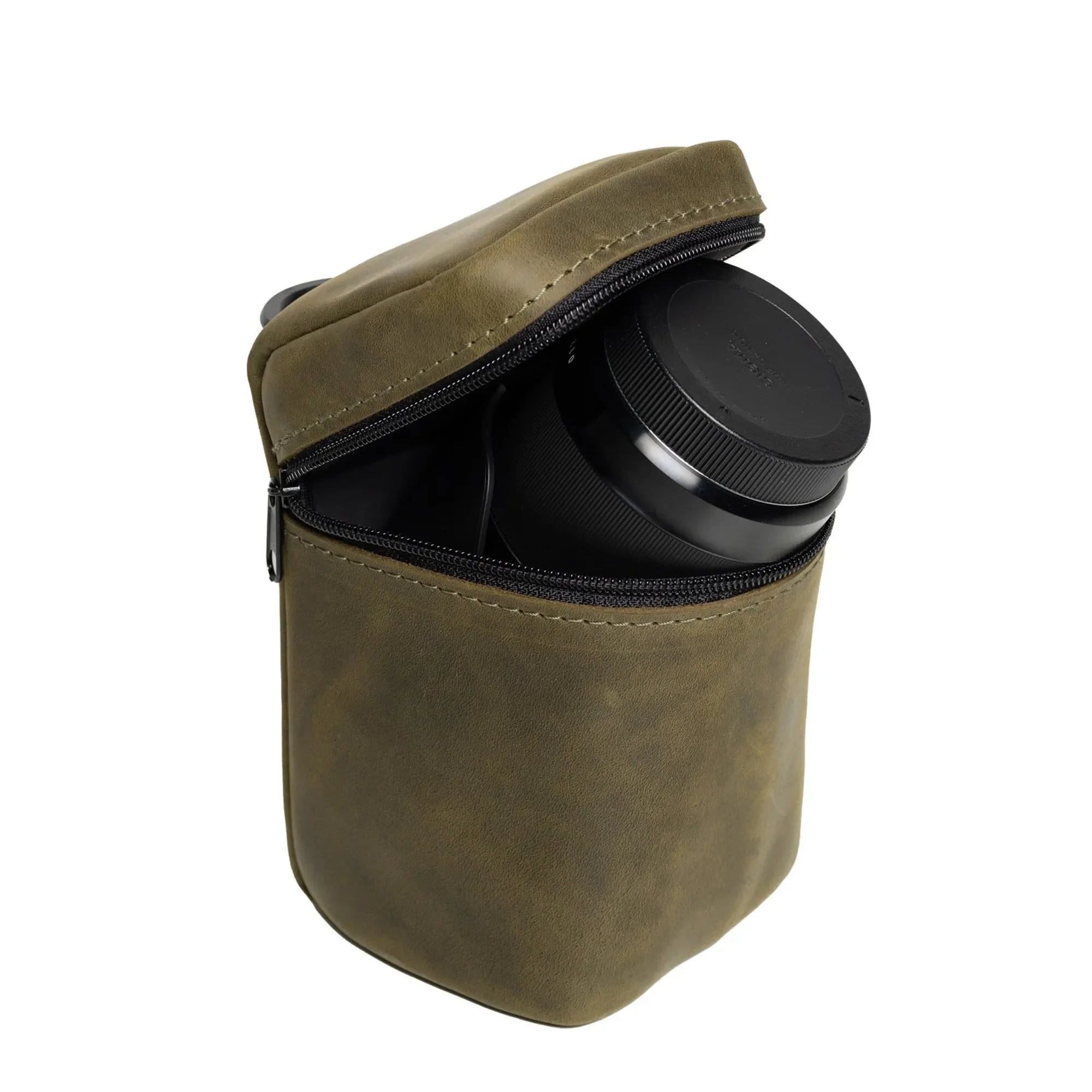 Waxed Matte Leather Camera Lens Pouch – 4 Size Options