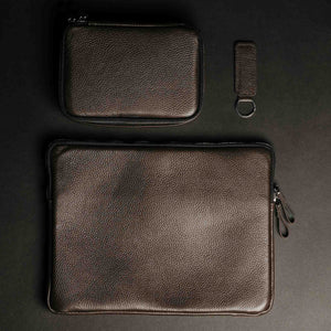 Workday Leather Set: Laptop Zipcase + KeepTech Organizer & Keychain Gift Set
